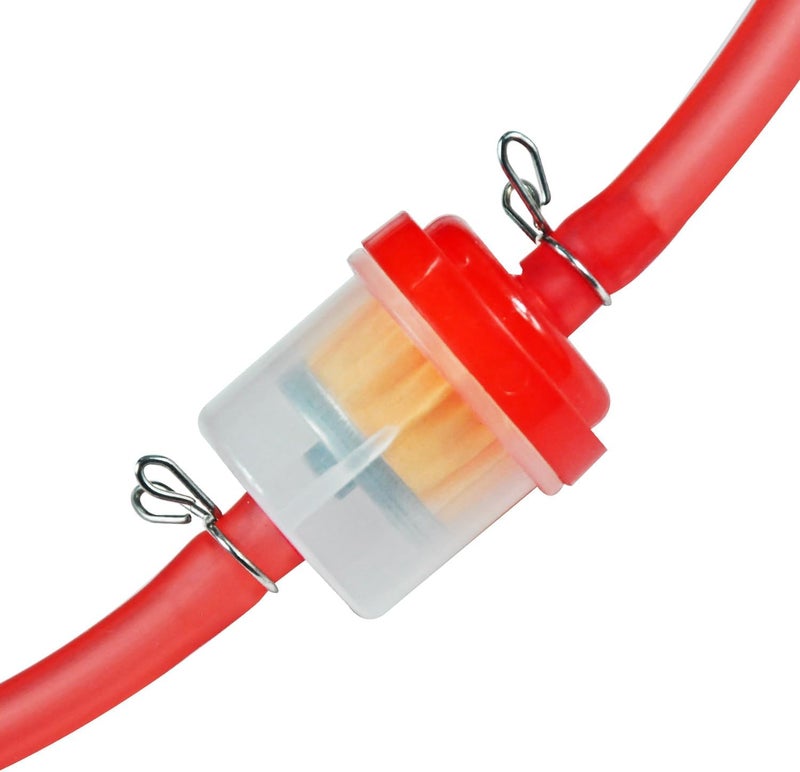HOLATO Gas Fuel Line Hose Clamps Fuel Filters with Inline Shut Off Valve Petcock Set for 50cc 70cc 90cc 110cc 125cc 150cc Taotao Coolster Apollo Baja ATV Four Wheeler Dirt Pit Bike (RED) - Image 5